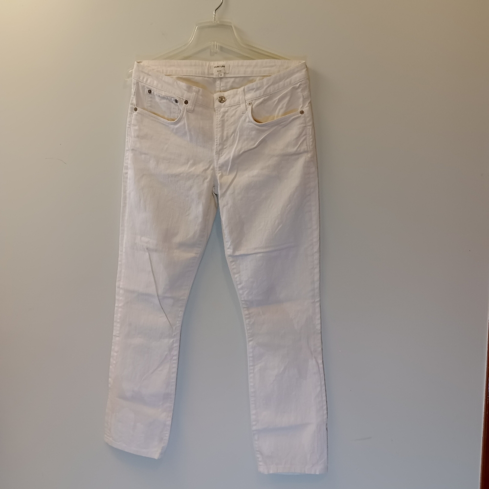 Helmet Lang 5-Pocket Painted White Denim Straight Low Rise Leg Jeans Siz…